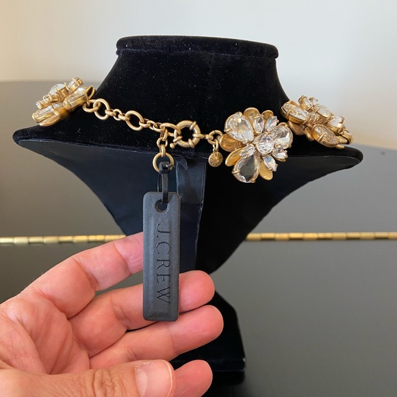 NWT luxe party authentic classic J. Crew flower bomb crystal statement necklace - Picture 7 of 17
